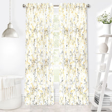 Kate Aurora 2 Piece Shabby Chic Cherry Blossom Designed Airy Sheer Rod Pocket & Back Tab Curtain Panels - 84 in. Long - Maize