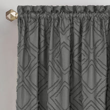 Kate Aurora Contemporary Geometric Shabby Diamond Clipped Rod Pocket Single Window Curtain Panel - 84 in. Long - Gray
