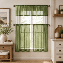 Kate Aurora Brandi Complete 3 Piece Rod Pocket Sheer Cafe Kitchen Curtain Tier & Valance Set