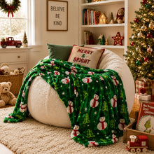 Kate Aurora Ultra Soft & Cozy Christmas Green Snowman Plush Accent Throw Blanket - 50 in. W x 60 in. L