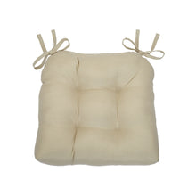 Kate Aurora Country Living Plush Solid Colored Country Farmhouse Reversible Chair Cushions/Pads With Tear Proof Ties - Linen 