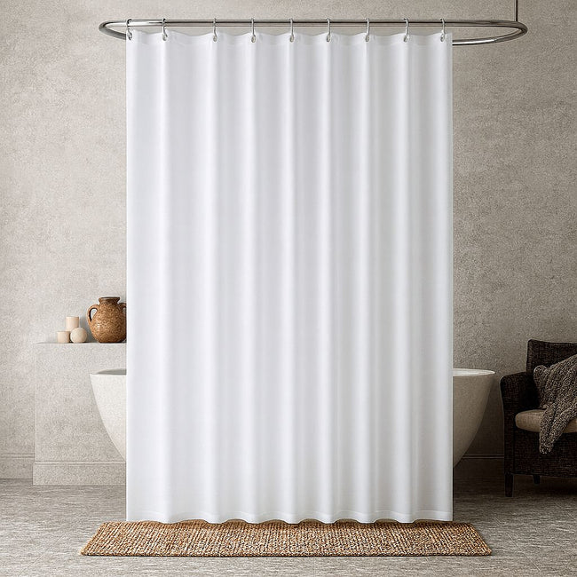 Hotel Collection XL Heavy Duty White Fabric Shower Curtain - 84 in. Long