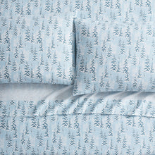 Kate Aurora Holiday Essentials Cozy Bed Collection Deep Pocket 100% Cotton Flannel Winter Blue Snowy Christmas Trees 4 Piece 