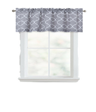 Kate Aurora Collections Trellis Lattice Rod Pocket Valance - 56 in. W x 18 in. L, Maison Gray