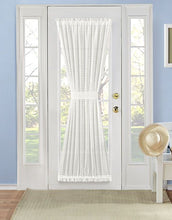 Kate Aurora Living Plaid Sheer French Door Curtain Panel With Tieback - 53 in. W x 72 in. L, Ivory