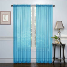 Kate Aurora Basic 2 Pack Sheer Voile Home Window Curtains - 52 in. W x 84 in. L, Turquoise