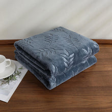 Kate Aurora Ultra Soft & Plush Hypoallergenic Pascal Leaf Accent Fleece Throw Blanket - 50" x 60" - Navy