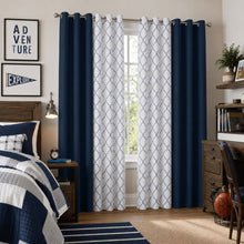Kate Aurora 4 Piece Navy Blue Dorm Essentials Room Darkening Coordinated Grommet Top Curtain Panels