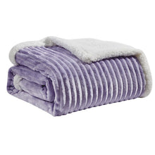 Kate Aurora Ultra Soft & Plush Cozy Corduroy Faux Shearling Accent Throw Blanket - 50 in x 60 in - Lilac