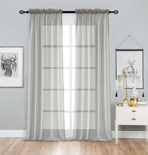 Kate Aurora 2 Piece Extra Long Custom Lux Rod Pocket Sheer Voile Window Curtains - 120 in. Long - Silver