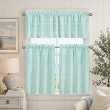 Kate Aurora 3 Piece Claire Embroidered Cafe Rod Pocket Kitchen Curtain Tier & Valance Set - Aqua