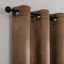 Kate Aurora 1 Piece Kathleen Light Filtering Grommet Top Embossed Fern Leaves Jacquard Window Curtain Panel - Taupe
