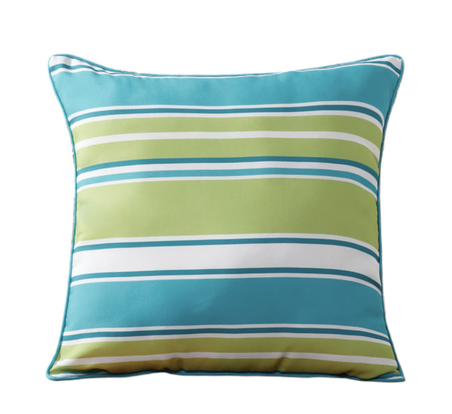 Kate Aurora 2 Piece Shabby Cabana Turquoise Striped Indoor/Outdoor Oversized & Overfilled Zippered Throw Pillow - 20" X 20"