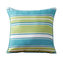 Kate Aurora 2 Piece Shabby Cabana Turquoise Striped Indoor/Outdoor Oversized & Overfilled Zippered Throw Pillow - 20" X 20"