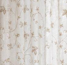 Kate Aurora Cassandra 2 Piece Taupe Embroidered Floral Sheer Grommet Top Window Curtain Panels