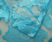 Kate Aurora 7 Piece Hampton Elegance Sheer Curtain Panels & Beaded Valances Set - Aqua White