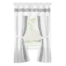 Kate Aurora Pacifico 5 Piece Rod Pocket All In One Attached Semi Sheer Window Curtain Panels & Valance Set - 84 in. Long - Wh