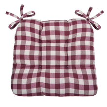 Kate Aurora Set of 2 Country Farmhouse Plaid Stain/Water Resistant Chair Cushions - Burgundy