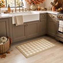 Kate Aurora Linen & White Buffalo Plaid Memory Foam Anti-Fatigue Kitchen Floor Mat 30 In. W X 18 In. L