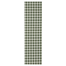 Kate Aurora Country Farmhouse Living Reversible Buffalo Plaid/Solid Table Runners - 13 in. W x 36 in. L, Green