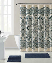 Kate Aurora French Chateau Paisley Chic Premium Fabric Shower Curtain - Navy