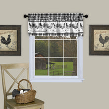Kate Aurora Country Farmhouse Barnyard Plaid Rooster Kitchen Curtain Tier & Valance Set - 58 in. W x 24 in. L, Black