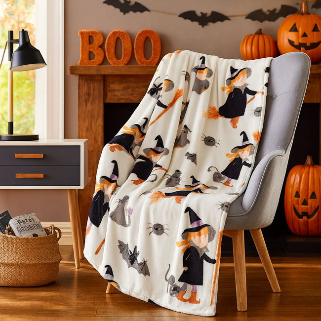 Kate Aurora Halloween Witches & Friends Oversized Ultra Soft & Plush Accent Throw Blanket - 50 in. W x 70 in. L