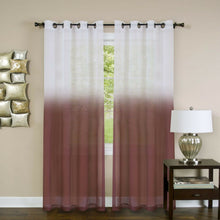 Kate Aurora Tropical Living Semi Matte Sheer Ombre Chic Grommet Top Window Curtains - 52 in. W x 84 in. L, Burgundy