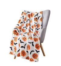 Kate Aurora Halloween Pumpkins Bats Rustic Orange & White Ultra Soft & Plush Throw Blankets