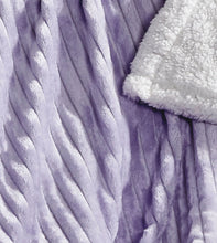 Kate Aurora Ultra Soft & Plush Cozy Corduroy Faux Shearling Accent Throw Blanket - 50 in x 60 in - Lilac