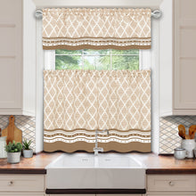 Kate Aurora Complete 3 Piece Boho Geometric Cafe Rod Pocket Sheer Kitchen Curtain Tier & Valance Set - 36 in. Long