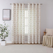 Kate Aurora 1 Piece Vanessa Floral Embroidered Linen Blend Semi Sheer Grommet Window Curtain Panel - 84 in. Long - Taupe