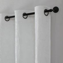 Kate Aurora 2 Piece Maxie Floral Grommet Top Window Curtain Panels - 84 in. Long - White