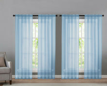 Kate Aurora 4 Piece Basic Home Rod Pocket Sheer Voile Window Curtain Panels - 52 in. W x 84 in. L, Baby Blue