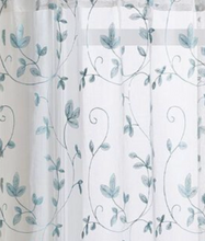 Kate Aurora Floral Embroidered Sheer Rod Pocket Kitchen Curtain Tier & Valance Set - 58 in. W x 15 in. L, Aqua