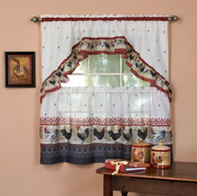 Kate Aurora Retro Rooster Complete 3 Piece Kitchen Curtain Tier and Swag Valance Set - 57 in. W x 24 in. L