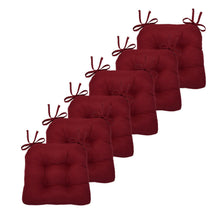 Kate Aurora Country Living Plush Solid Colored Country Farmhouse Reversible Chair Cushions/Pads With Tear Proof Ties - Burgun