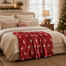 Kate Aurora Ultra Soft & Cozy Christmas Red Reindeer Plush Throw Blanket Cover - 50 in. W x 60 in. L