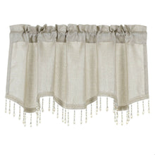 Kate Aurora 1 Piece Moroccan Sparkle Rod Pocket Semi Sheer Voile Beaded Trim Window Valance - Tan