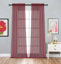 Kate Aurora Living Designer Sheer Voile Rod Pocket Curtains For Small Windows - 52 in. W x 63 in. L, Burgundy