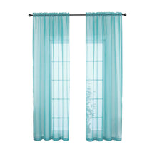 Kate Aurora Coastal Pastel Colored Light & Airy Sheer Voile Window Curtains - 52 in. W x 84 in. L, Aqua