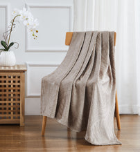Kate Aurora Floral Ferns Shabby Chic Styled Oversized Ultra Soft & Plush Accent Throw Blanket - Taupe