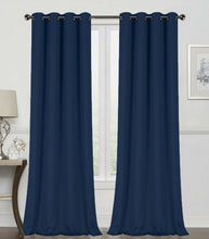 GoodGram 2 Pack: Hotel Thermal Grommet 100% Blackout Curtains - 52 in. W x 63 in. L, Monterey Navy