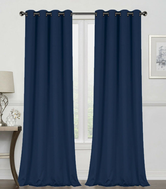 GoodGram 2 Pack: Hotel Thermal Grommet 100% Blackout Curtains - 52 in. W x 63 in. L, Monterey Navy