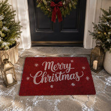 Kate Aurora Red Merry Christmas Bristled Coir Outdoor Welcome Mat - 18"x30"