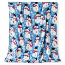 Kate Aurora Winter Blues Christmas Snowman Ultra Soft And Plush Throw Blanket - 50 in. W x 60 in. L