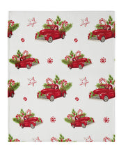 Kate Aurora Holiday Red Pickup Trucks, Candy Canes & Christmas Trees Accent Throw Blanket - 50 in. W x 60 in. L