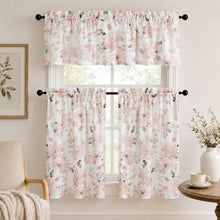 Kate Aurora 3 Piece Belissima Watercolor Floral Cafe Kitchen Curtain Tier & Valance Set - Rose
