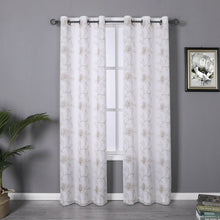 Kate Aurora Floral Embroidered Double Layered Sheer Grommet Curtains - 38 in. W x 84 in. L, Linen