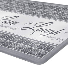 Kate Aurora Montauk Accents Anti Fatigue Memory Foam 18" x 30"  Live~Love~Laugh Kitchen Floor Mats With Beveled Edges - Gray